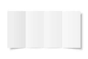 white blank vertical double gate fold opened on white background. Trifold, leaflet, brochure, booklet, flyer or invitation card mockup. Mock up front side isolated. vector