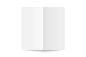 white blank vertical bi fold opened on white background. Bifold, leaflet, brochure, booklet, flyer or invitation card mockup. Mock up back side isolated. 3D illustration vector