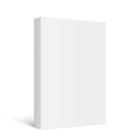mockup of standing paperback book with white blank softcover isolated. Vertical book, catalog or magazine mock up on white background. 3d illustration. Diminishing perspective. vector