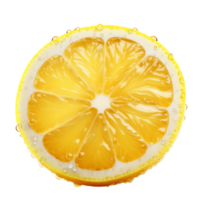 Lemon Slice with Bubbles on Isolated Transparent Background png