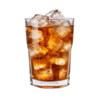 Glass of iced tea with ice cubes isolated on a transparent background. Concept of refreshing summer beverage. png