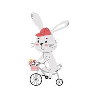 A smiling rabbit riding a bicycle vector