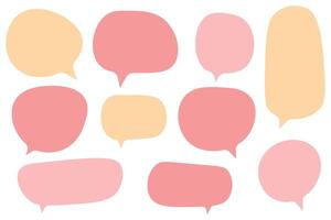Set speech bubbles on white background. chat box or chat square and doodle message or communication icon Cloud speaking for comics and minimal message dialog vector