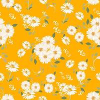 Seamless abstract daisy flower blooming design. Pattern with floral seamless. Grunge textured abstract art with flower and plants in watercolor style. vector