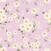Seamless abstract daisy flower blooming design. Pattern with floral seamless. Grunge textured abstract art with flower and plants in watercolor style. vector