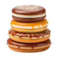 Stack of Assorted Donuts Isolated on Transparent Background. Concept of Sweet Treats and Desserts. png