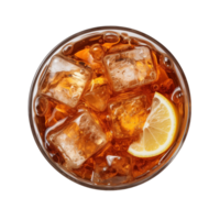 Glass of Iced Tea with Lemon Slice Isolated on Transparent Background. Concept of Refreshing Summer Drink. png