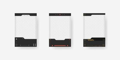 Collection of player frames template. Game card frame template design. vector