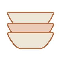 Stack of bowls plates line icon. vector