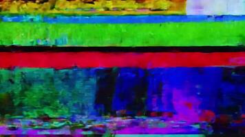 Background glitches cause noise on black. Noise from a damaged signal with wrong color bars on the screen. video