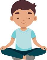 Illustration of a young boy meditating in a calm and serene pose vector