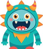 Kid dressed as a colorful monster for Halloween vector
