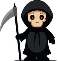 Kid dressed as the Grim Reaper with a scythe vector