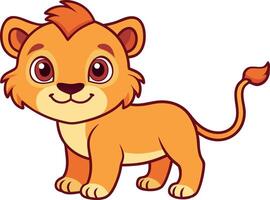 Cute cartoon lion cub with a friendly expression on a white background vector