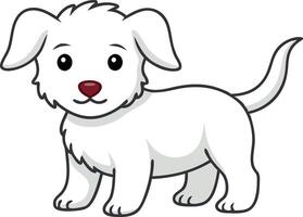 Cute cartoon illustration of a white puppy with a red nose and happy expression vector