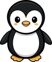 Cute cartoon penguin illustration with happy and cheerful expression vector