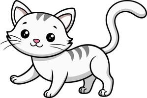 Cute cartoon kitten illustration of a playful cat with a happy expression vector