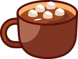 Illustration of a hot chocolate mug with marshmallows on white background vector