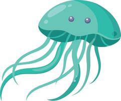 Colorful jellyfish illustration with simple design on white background vector