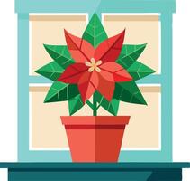 Poinsettia flower in pot vector