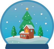 Snow globe with a house inside vector