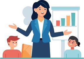 Teacher explaining a concept to students in a classroom vector
