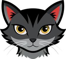 Illustration of a grey cat with yellow eyes isolated on white background vector