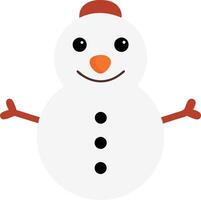 Cheerful snowman illustration with carrot nose and black buttons in a minimalist style vector