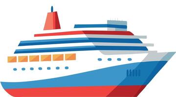 Illustration of a colorful cruise ship with modern design and white background vector