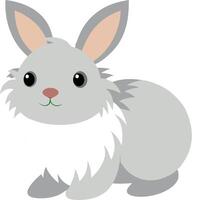 Cute cartoon style illustration of a gray rabbit with big ears on a white background vector
