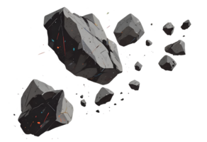 Geometric black rocks, isolated on a transparent background. Perfect for design elements and backgrounds. png