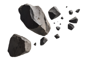 Geometric black rocks, isolated on a transparent background. Perfect for design elements and backgrounds. png