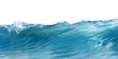 A blue ocean wave crashing, isolated on a transparent background. Ideal for nature-themed designs and backgrounds. png