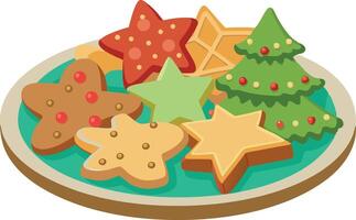 Assorted Christmas cookies on platter vector