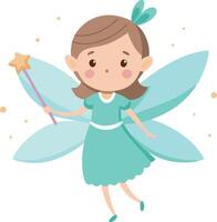 Girl dressed as a fairy with a wand vector