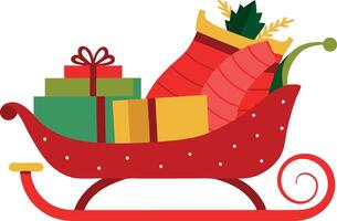 Red sleigh with presents vector