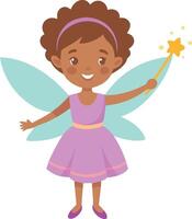 Girl dressed as a fairy with a wand vector