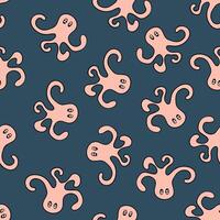 Illustration of a pattern with octopuses. vector