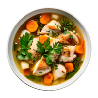 Chicken Soup with Vegetables in a Bowl Isolated on Transparent Background png