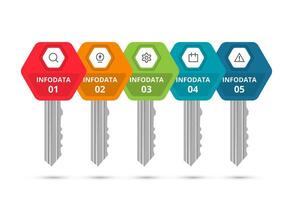 Key concept for infographic with 5 steps, options, parts or processes. Business data visualization. vector