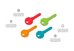 Key concept for infographic with 4 steps, options, parts or processes. Business data visualization. vector