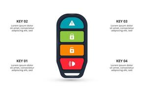Key concept for infographic with 4 steps, options, parts or processes. Business data visualization. vector