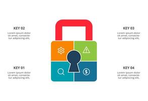 Key concept for infographic with 4 steps, options, parts or processes. Business data visualization. vector