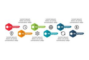 Key concept for infographic with 6 steps, options, parts or processes. Business data visualization. vector
