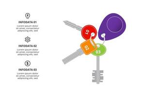Key concept for infographic with 3 steps, options, parts or processes. Business data visualization. vector