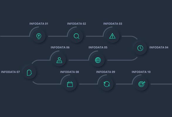 Creative concept for infographic with 10 options. Neumorphic flowchart dark iinfographic.