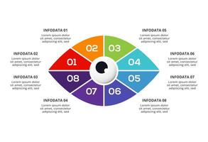 Key concept for infographic with 8 steps, options, parts or processes. Business data visualization. vector