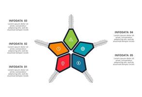 Key concept for infographic with 5 steps, options, parts or processes. Business data visualization. vector
