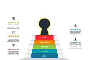 Key concept for infographic with 5 steps, options, parts or processes. Business data visualization. vector