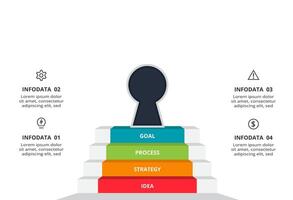 Key concept for infographic with 4 steps, options, parts or processes. Business data visualization. vector
